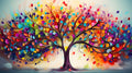 Colorful Tree of Life Diamond Painting Kit – Prism Grove | 90x50cm (36x20 inches)  Full Drill, Round Drill