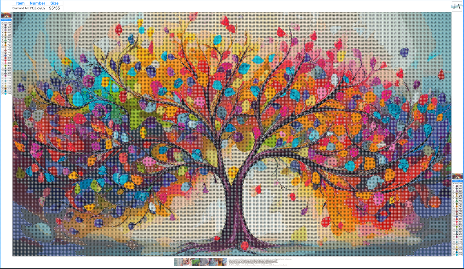Colorful Tree of Life Diamond Painting Kit – Prism Grove | 90x50cm (36x20 inches)  Full Drill, Round Drill