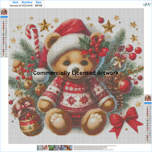 Christmas Teddy Bear Diamond Painting Kit – A Beary Sweet Christmas | 45x45cm (18x18in) Full Drill, Round Drill