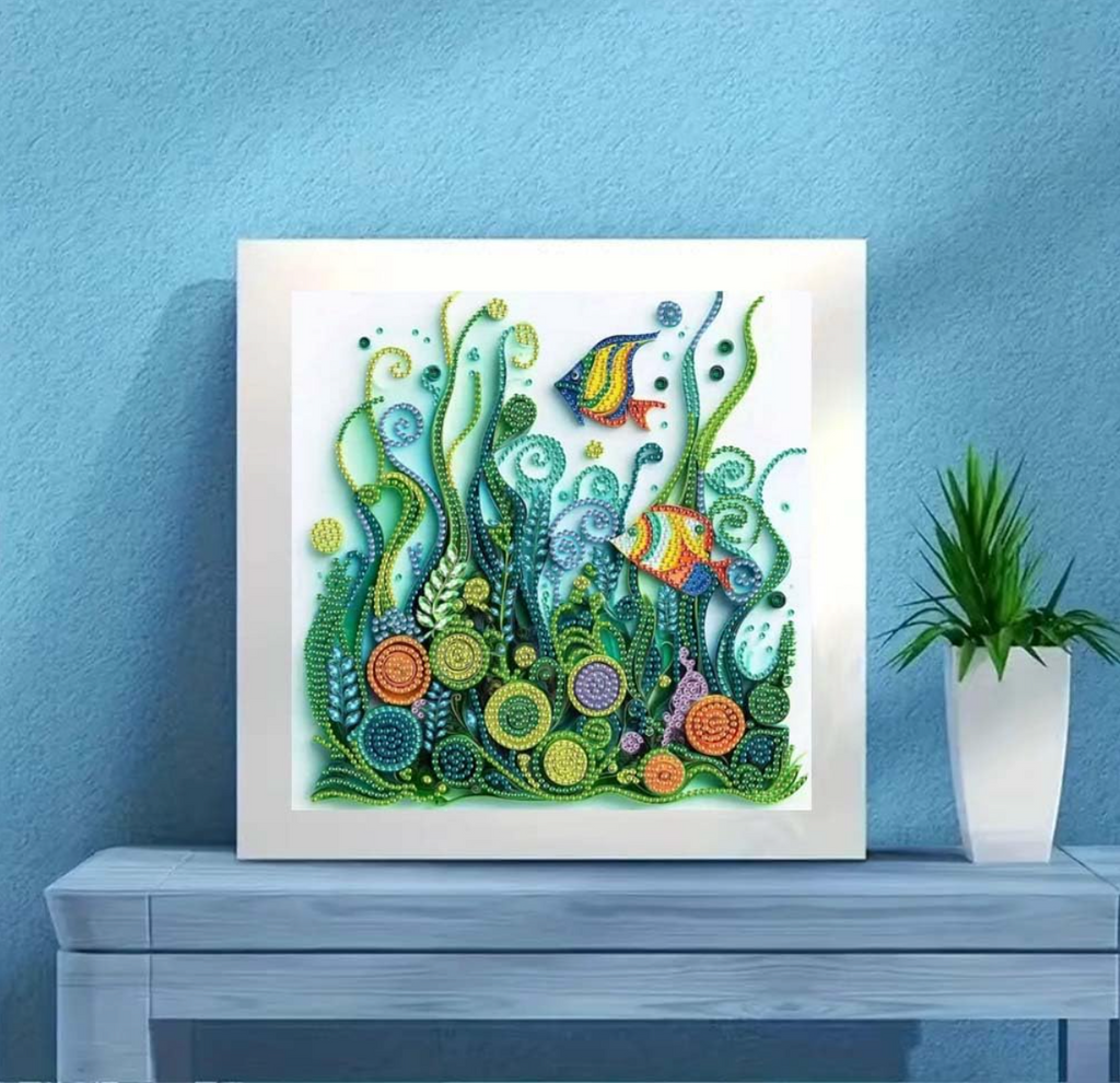 Fish Seaweed Diamond Art Kits for Adults,DIY Specail Shape Diamond Painting Kit 12 x 12inch