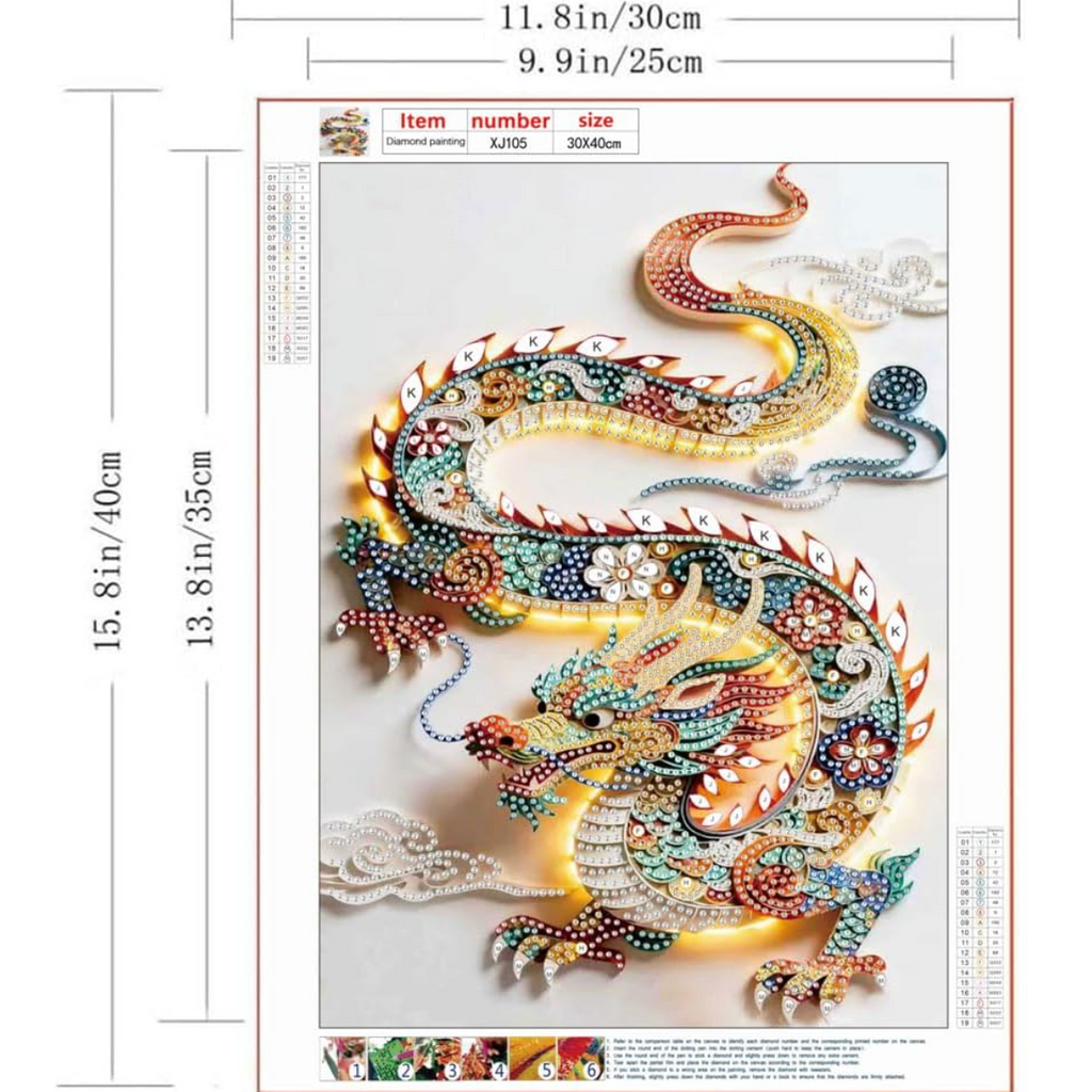 Dragon Special Shape Diamond Art Kits For Adults Beginners 12 X 16inch