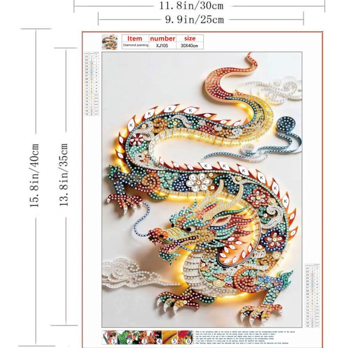 Dragon Special Shape Diamond Art Kits For Adults Beginners 12 X 16inch