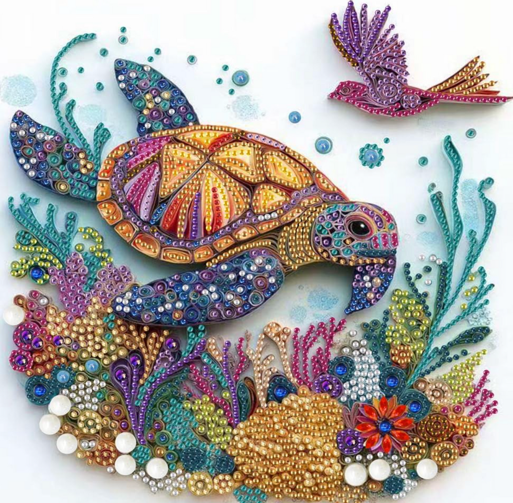 Sea Turtle Diamond Painting Kits for Adults,5D Special Shape Diamond Art 12 X 12 inch