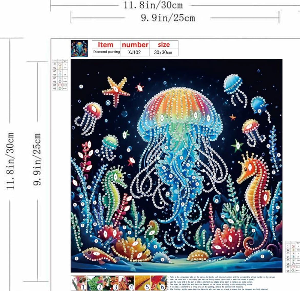 Jellyfish Special Shape Diamond Art Kits for Adults,5D Diamond Painting Kit 11.8 X 11.8inch