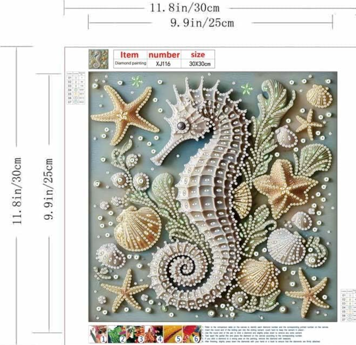 Seahorse Diamond Art Kits for Adults,Animal Seahorse Diamond Painting Kit 12x12 Inch