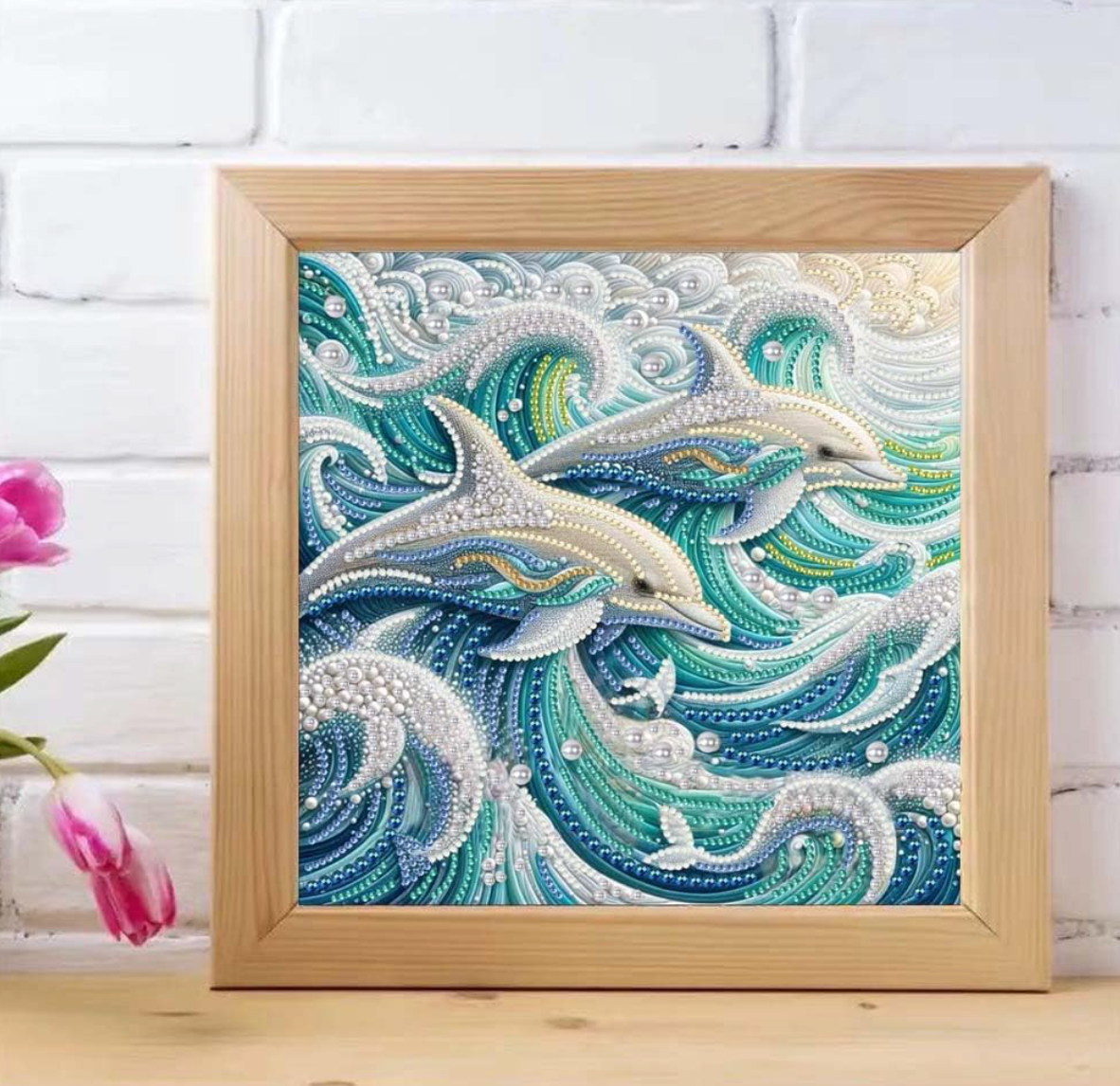 Dolphin Animal Special Shape Diamond Art Kits for Adults,5D Diamond Painting Kits for Adults Beginners 12×12inch