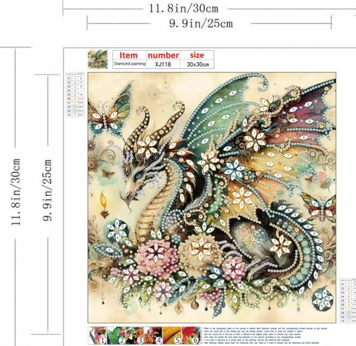 Dragon 2 Special Shape Diamond Art Kits for Adults,5D Diamond Painting Ki 11.8 X 11.8inch