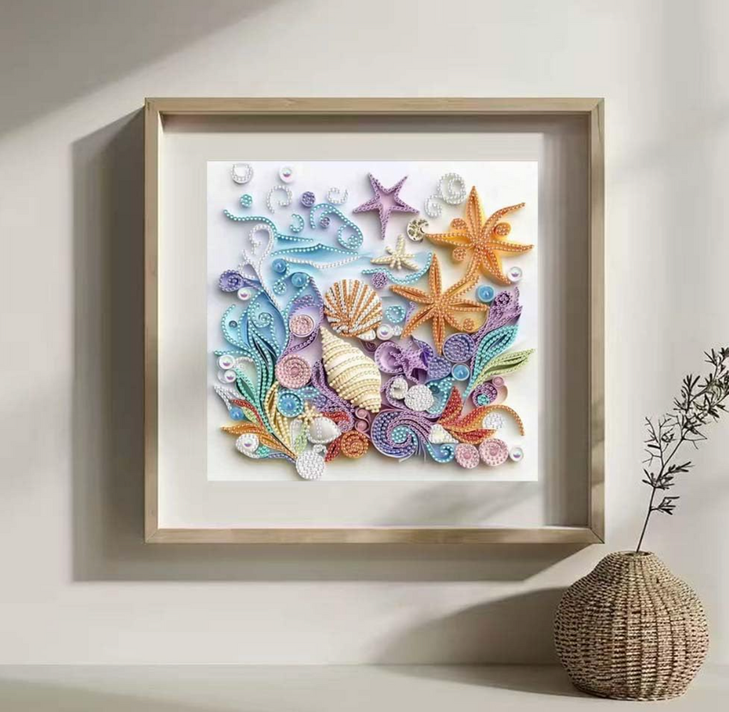 Shell Starfish Diamond Art Kits for Adults,DIY Specail Shape Diamond Painting Kit 12x12 Inch