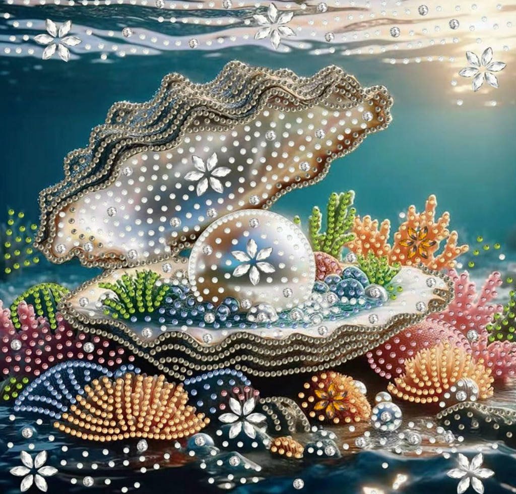 Shell Pearls Special Shape Diamond Art Kits for Adults,5D Diamond Painting Kit 11.8 X 11.8inch
