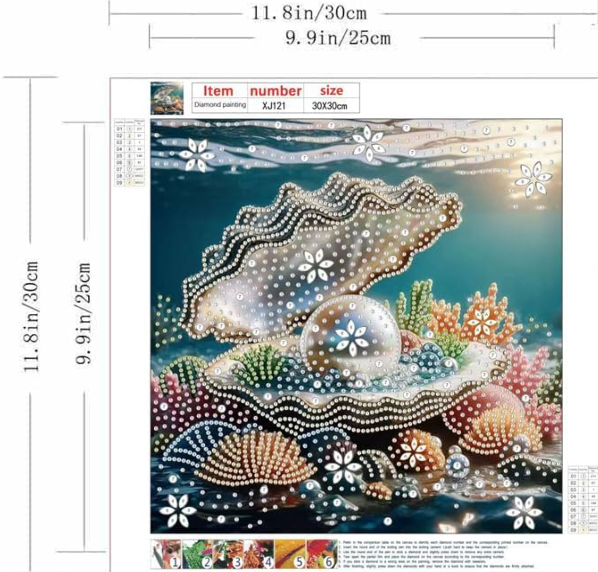 Shell Pearls Special Shape Diamond Art Kits for Adults,5D Diamond Painting Kit 11.8 X 11.8inch