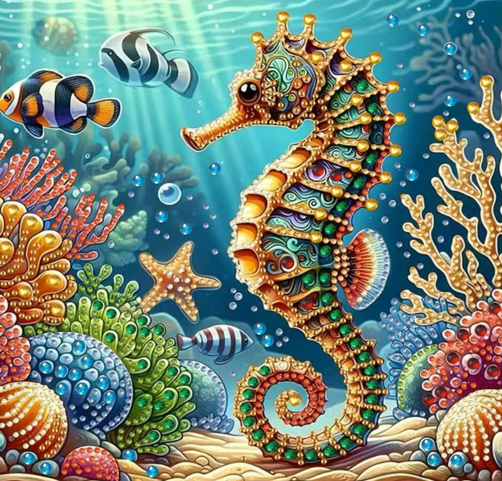 Seahorse Coral Reef Special Shape Diamond Art Kit 11.8 X 11.8inch