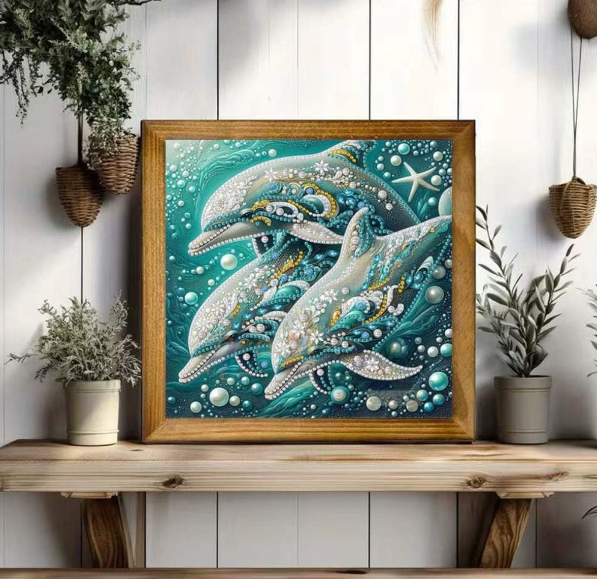 Dolphin Animal Diamond Art Kits for Adults Beginner,5D Diamond Painting Kit 11.8 X 11.8Inch