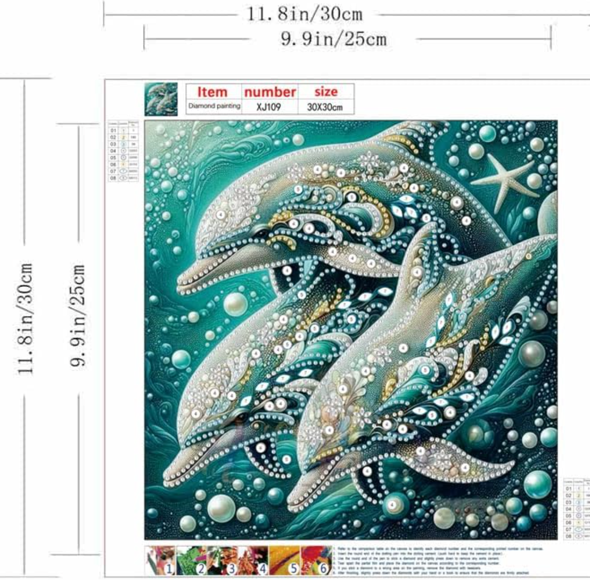 Dolphin Animal Diamond Art Kits for Adults Beginner,5D Diamond Painting Kit 11.8 X 11.8Inch