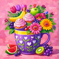 Diamond Painting Kit Cupcake Bouquet, Full Drill Round Diamond Art Kit for Adults, 40x40cm DIY Craft Kit, Kitchen Wall Decor Gift