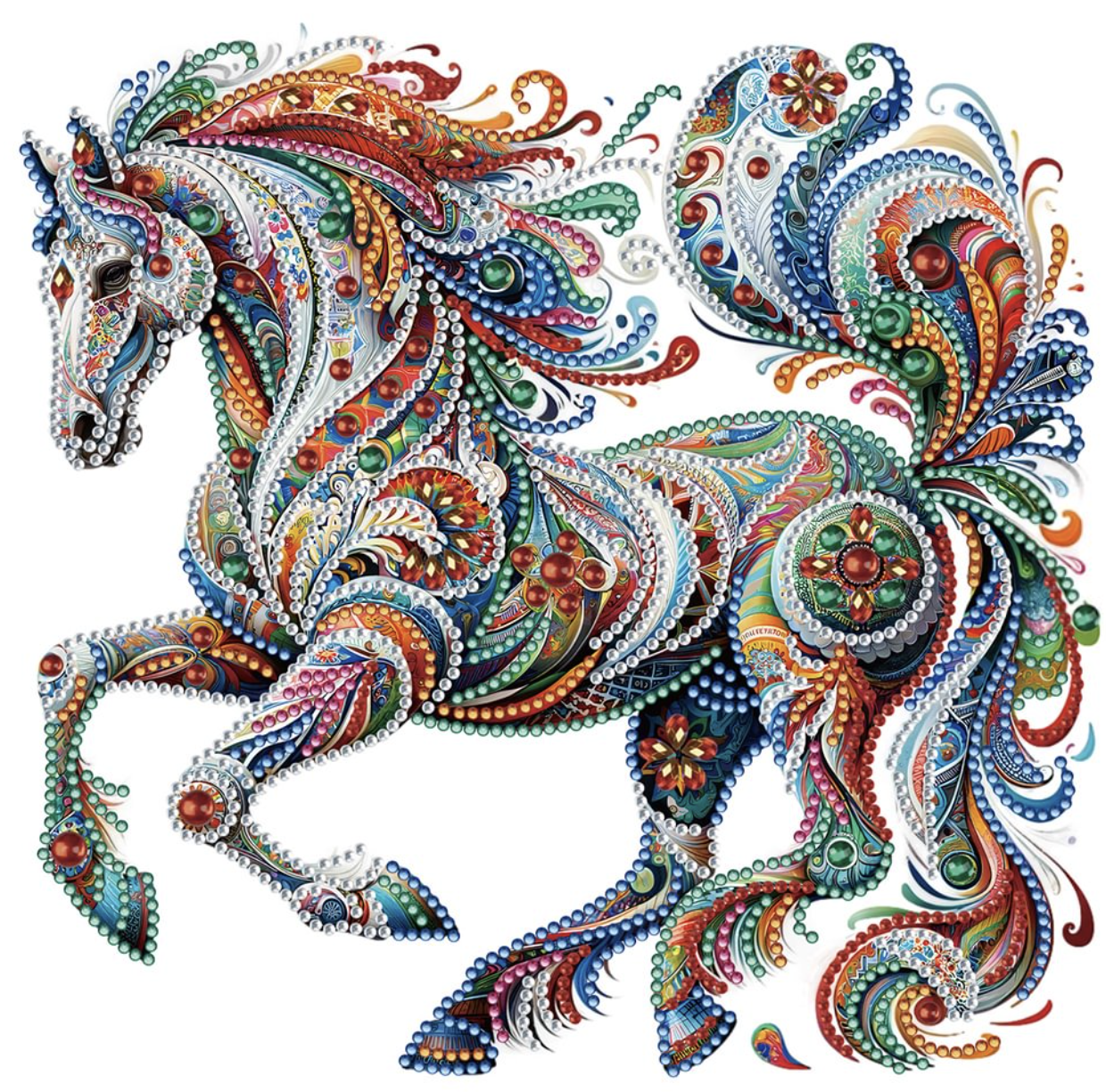 Paisley Horse Diamond Painting Kit – Special-Shape Partial Drill | 30x30cm (12x12in)