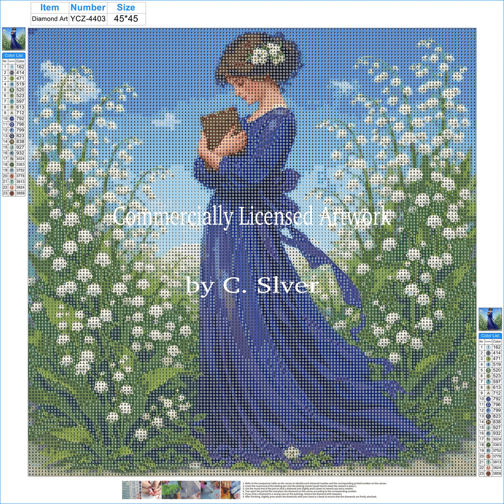 Among the Lily of the Valley Diamond Painting Kit | 45x45cm (18x18in) Full Drill, Round Drill