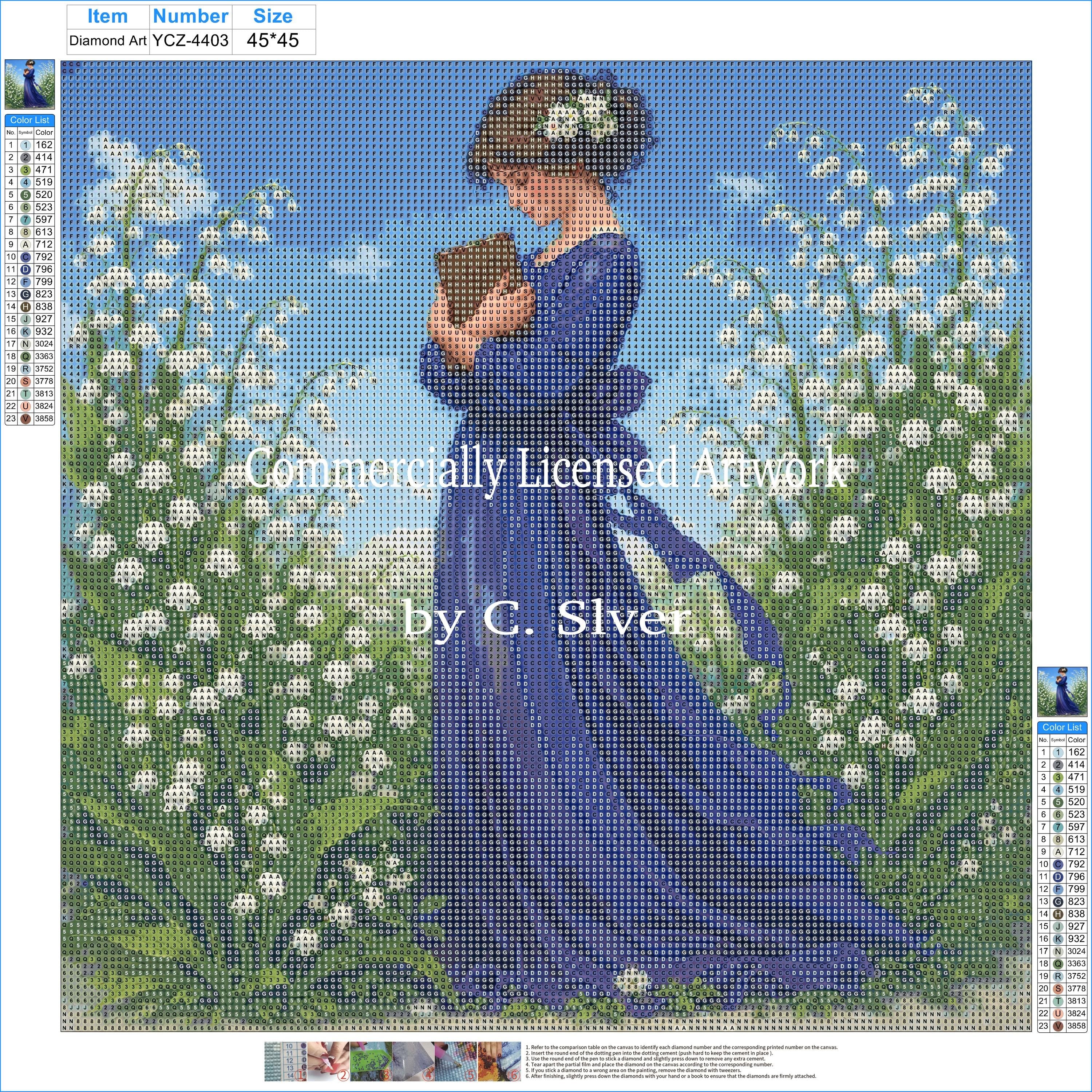 Among the Lily of the Valley Diamond Painting Kit | 45x45cm (18x18in) Full Drill, Round Drill