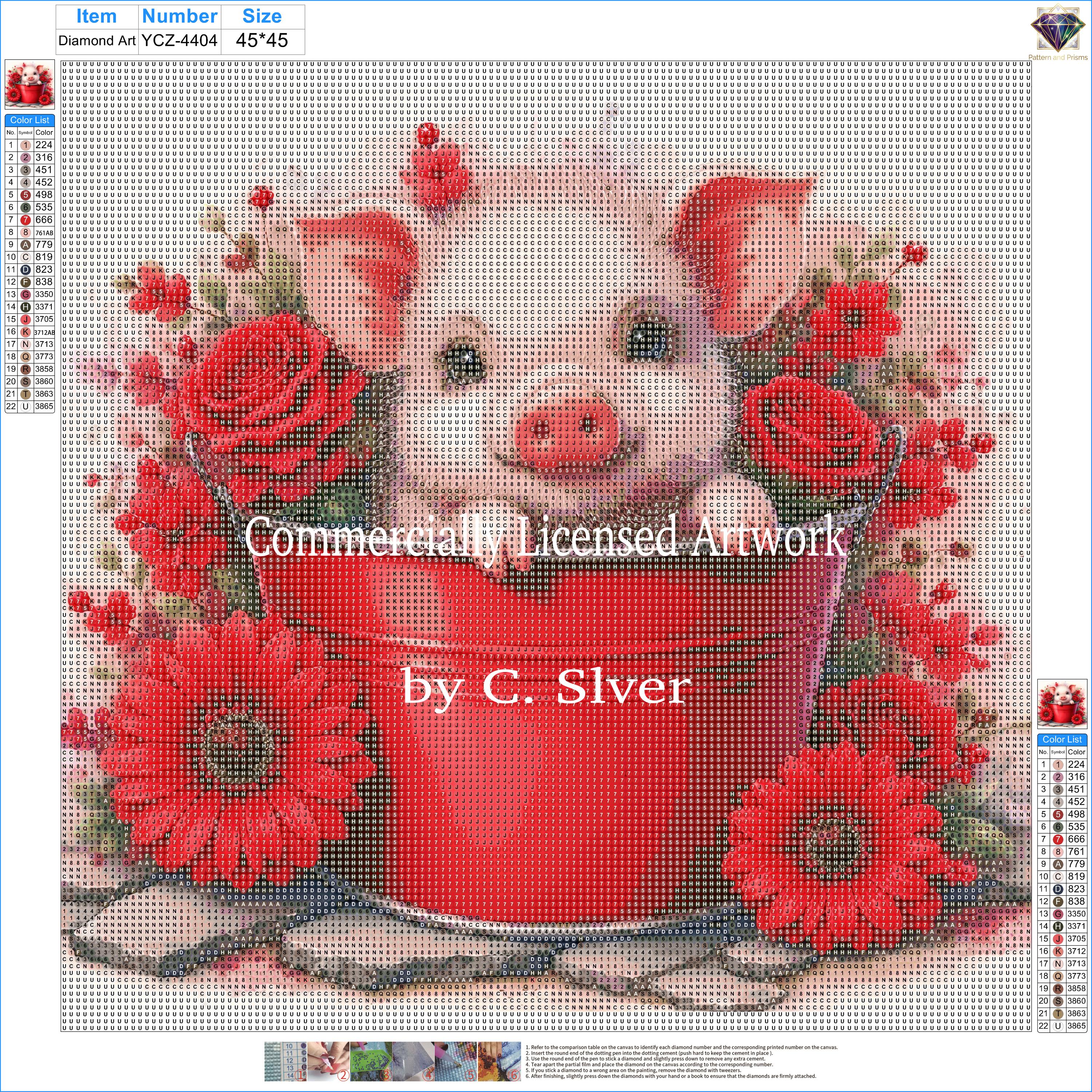 Rosy Piglet Diamond Painting Kit – A Bucket of Sweetness | 45x45cm (18x18in) Full Drill, Round Drill
