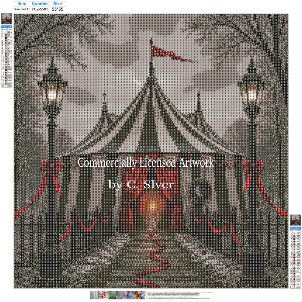 Gothic Circus Diamond Painting Kit – The Winter Big Top | 55x55cm Full Drill, Round Drill
