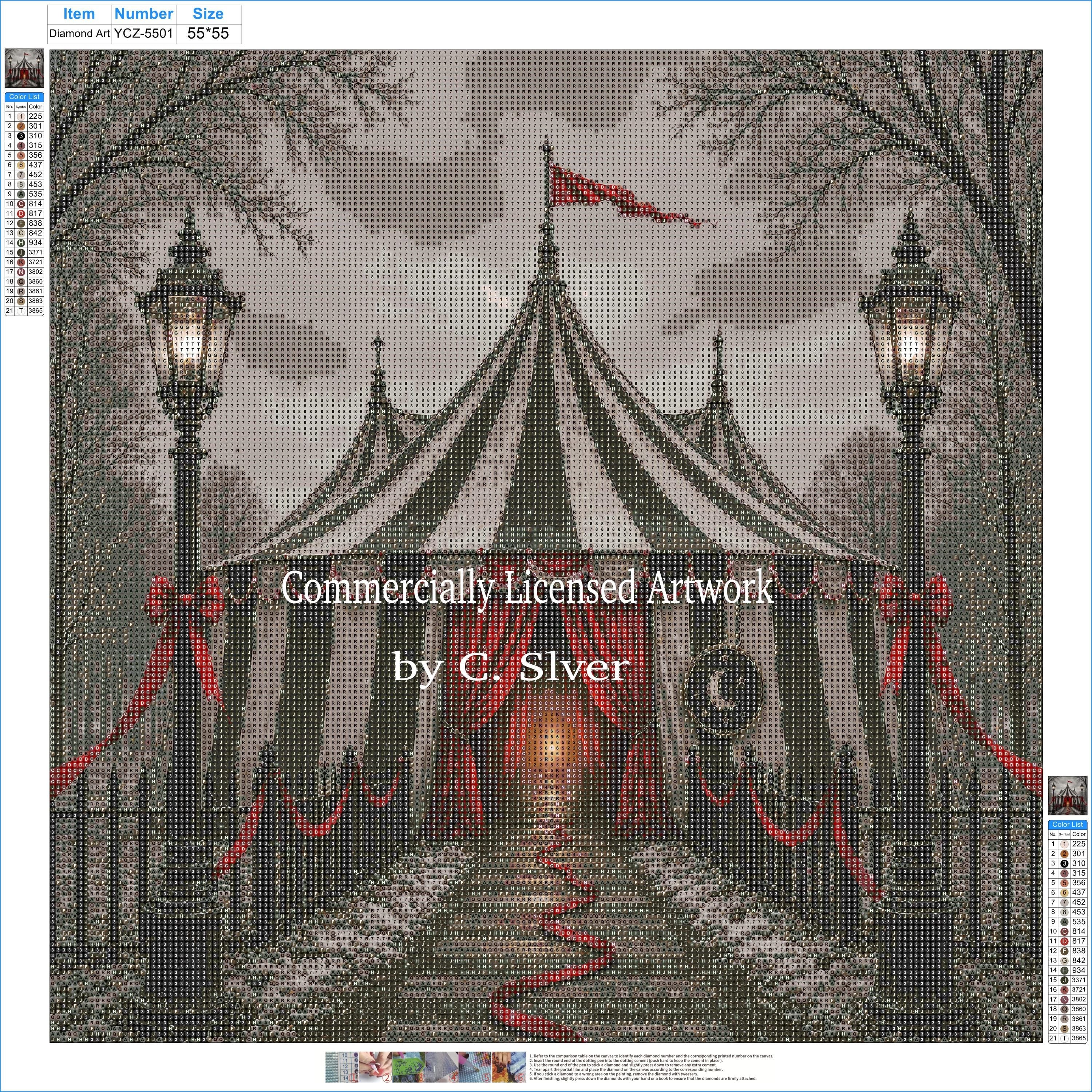 Gothic Circus Diamond Painting Kit – The Winter Big Top | 55x55cm Full Drill, Round Drill