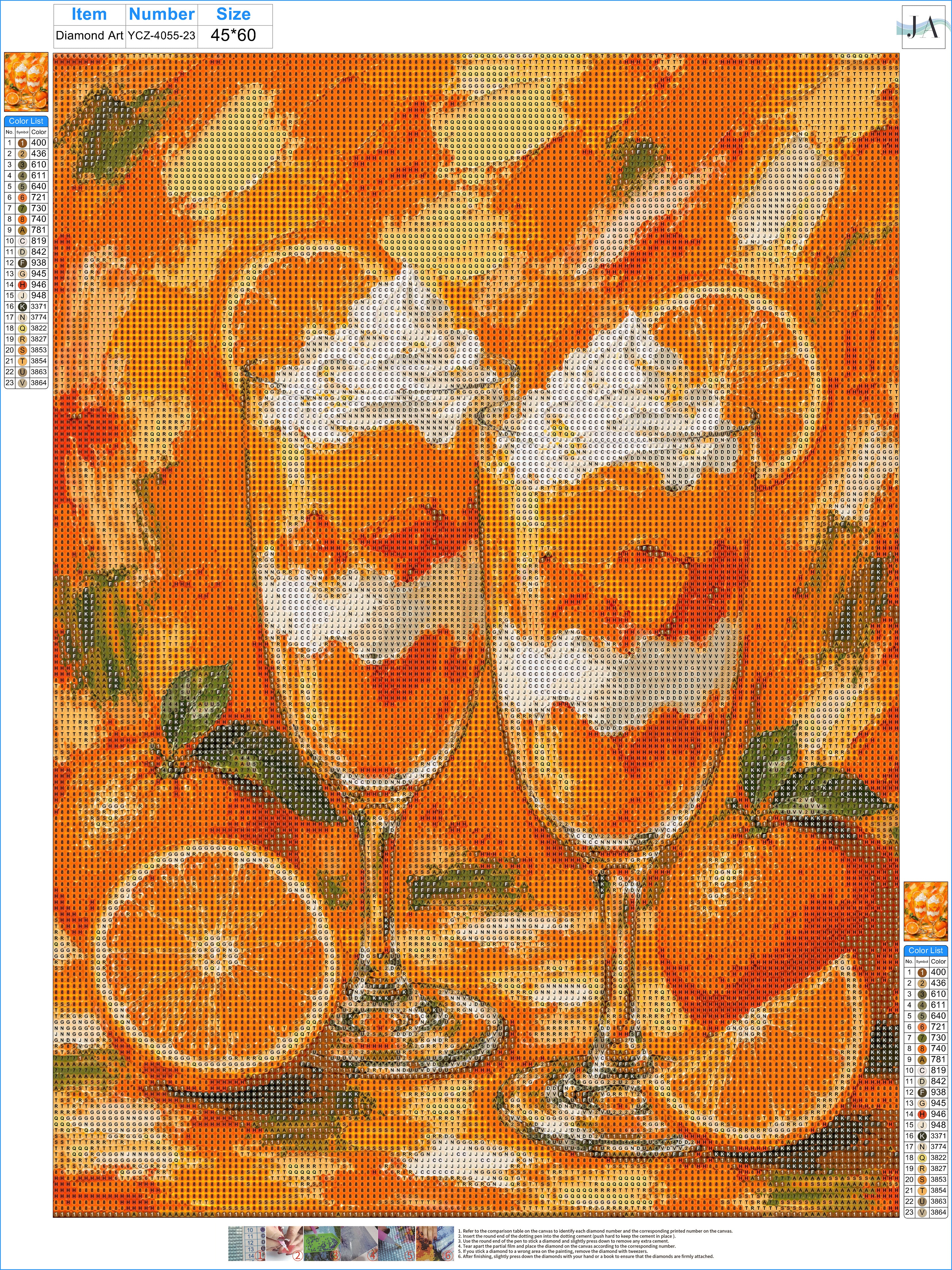 Diamond Painting Kit Orange Cream Parfait, Full Drill Round Diamond Art for Adults, 40x55cm DIY Craft Kit, Kitchen Wall Decor Gift