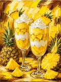 Diamond Painting Kit Pineapple Cream Parfait, Full Drill Round Diamond Art for Adults, 40x55cm DIY Craft Kit, Kitchen Wall Decor Gift