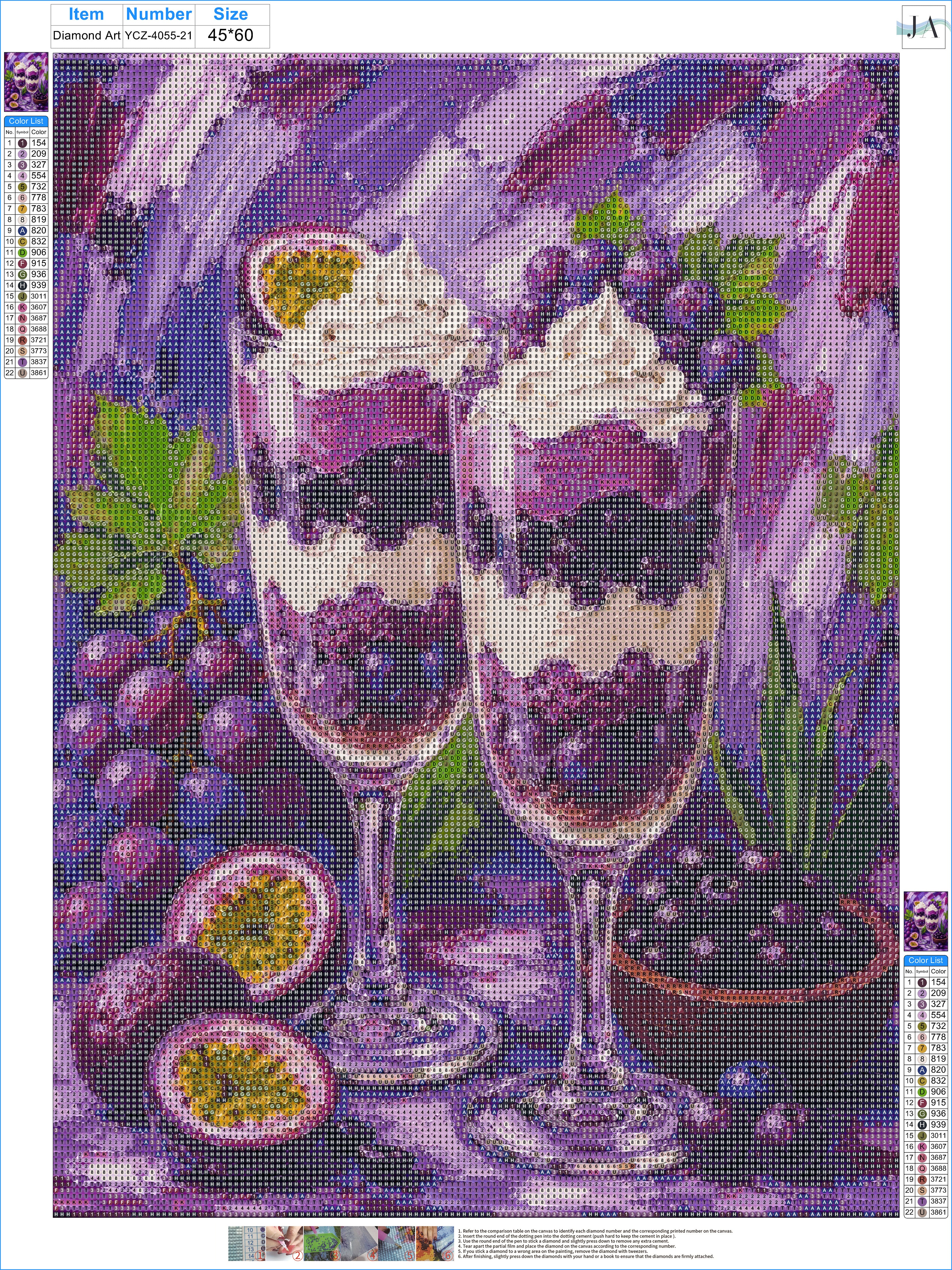 Diamond Painting Kit Berry Passionfruit Parfait, Full Drill Round Diamond Art for Adults, 40x55cm DIY Craft Kit, Kitchen Wall Decor Gift