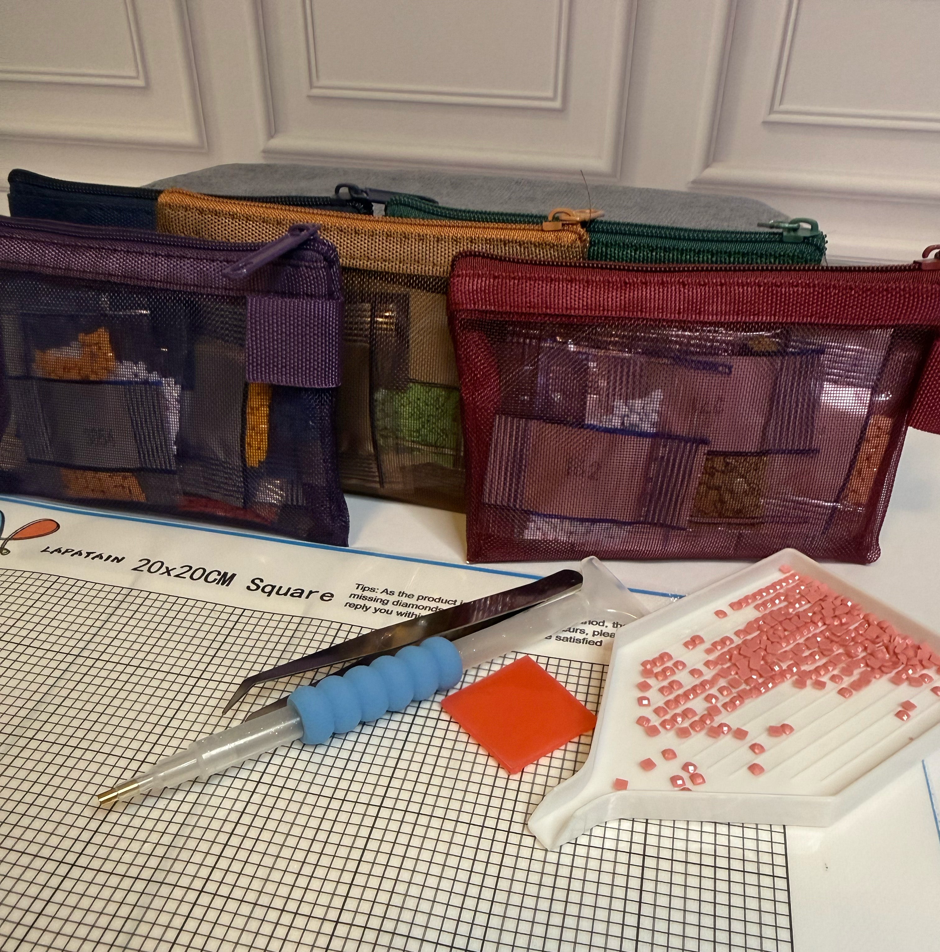 Surprise Square Diamond Painting Drills — Sealed DMC-Labeled Mystery Packs with Zip Pouch | 10-Pack Random Color Grab Bag
